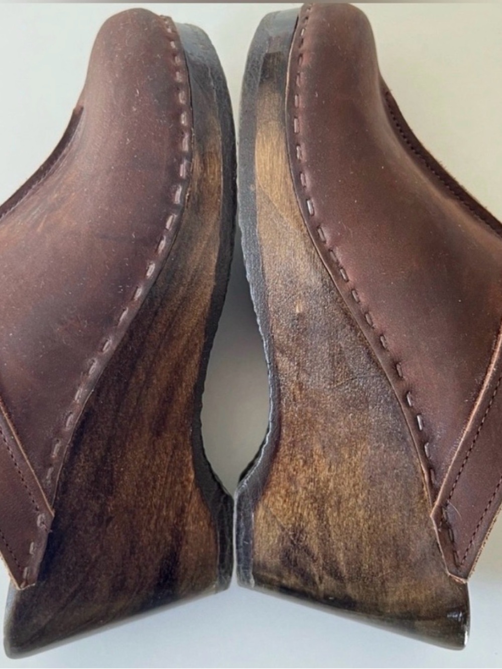 Sven Brown Leather Front Seam Mules Clogs 38 7.5-8 - Picture 5 of 14